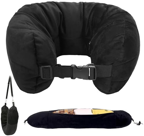 Esshogo Cuscino Collo Viaggio Da Riempire, Portatile Cuscino Cervicale Riempibile, Cuscino Cervicale Imbottito, Cuscino Viaggio Riempibile, Cuscino Da Viaggio Per l'Aereo, Cuscino viaggio collo