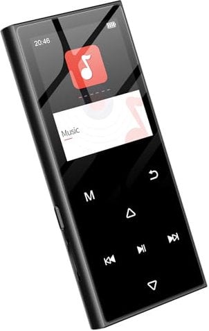 SWOFY 128GB MP3-Player mit Bluetooth 5.3 und einem 1.8-Zoll-Screen, HiFi-Musik, Kinder-MP3-Player mit Lautsprecher, FM-Radio, E-Book-Funktion, Aufnahmefunktion (schwarz)