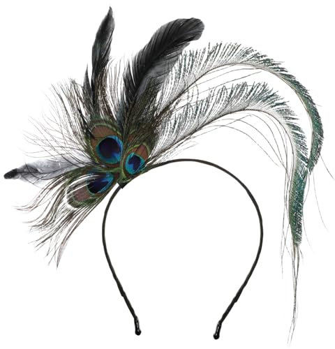 COMPUKAS Pfauenfeder Stirnband Kopfschmuck Federkopfschmuck Für Damen Und Mädchen Party Cosplay Festival Haarreif Mit Feiner Verarbeitung