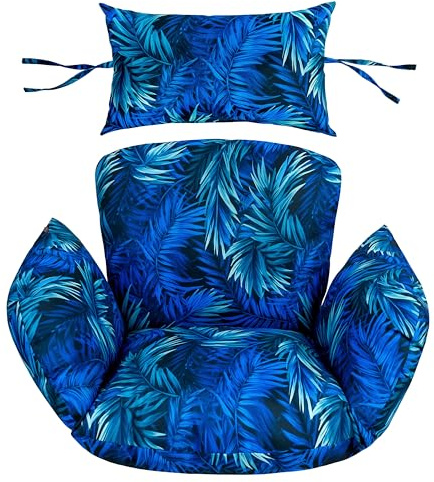 Domarex Wasserdichtes Kissen für Hängesessel - Bequemes Sitzkissen mit abnehmbarem Bezug - wetterfest - ergonomisch - ideal für Garten, Terrasse, Balkon und Schaukelstuhl - Blue Passion
