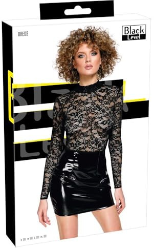 Black Level Damen Kleid, Schwarz, L