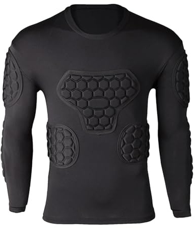 Gepolstertes Fußball-Torwarttrikot – langärmeliges Kompressions-Performance-Oberteil, schützende Fußballtrikot-Schicht, verstärkte Polsterung mit atmungsaktivem Material, für intensive