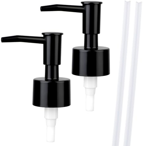 2 Stück Seifenspender Pumpkopf Ersatzpumpe Kunststoff seifenpumpe aufsatz Schwarz Soap Dispenser für 28 mm Gewinde Flaschen Flüssigseifen