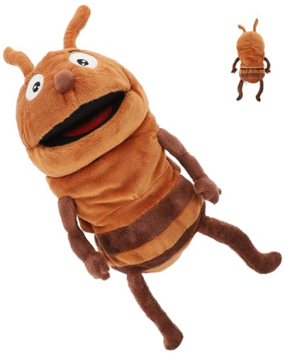 SKISUNO Plüsch Ameisen Handpuppe Handspielzeug mit Beweglichem Mund Weiches Kuscheltier für Fördert Motorik Kreativität und Kommunikation Geeignet für Erwachsene
