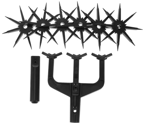 COLLBATH Kit de Cultivateur Rotatif Manuel Robuste Tête Unique, Outil de Labour Léger en Acier pour Jardinage, Scarificateur Portatif pour Préparation du Sol et Aération, pour Jardin et