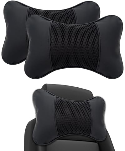 R-timer 2 Stück Auto Nackenkissen für Mazda CX-60 2022 2023 2024, Kopfkissen Auto mit Verstellbarem Gurt atmungsaktiver Abnehmbarer Abdeckung,Black