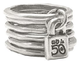 Uno de 50 Unisex-Ring aus Metalmix mit 15 Mikron Silber ANI0057MET X