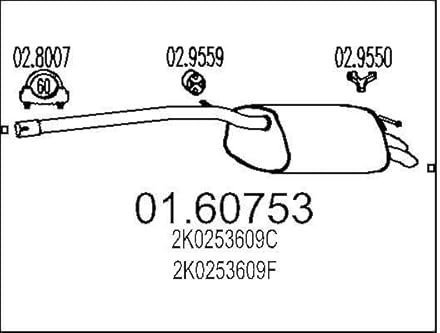 MTS 01.60753 Endschalldämpfer Endtopf 1210mm 8,5kg