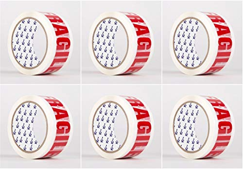 K-One 6 ROLLS OF K-One FRAGILE PARCEL PACKING TAPE 48MM X 66M