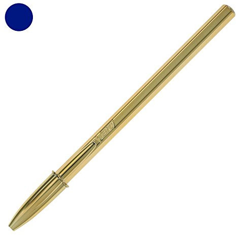 BIC 207062 Bolígrafo Cristal Shine Oro Tinta, Azul, 1,0 Mm.