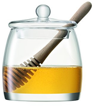 LSA International Serve Honey Pot and Oak Dipper 12.5 cm, H12.5cm