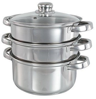 Cookspace 20cm 3 Tier Induction Stainless Steel Steamer with Glass Vented Lid (20cm)