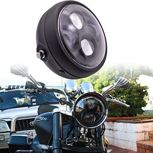 KATUR Motorrad-Scheinwerfer, 16,5 cm, schwarz, Projektor-Scheinwerfer, Hi/Lo Beam Bobber Chopper
