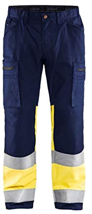 Blaklader 15511811 Hochsichtige Hose mit Stretch, Marineblau/Gelb, grootte D124