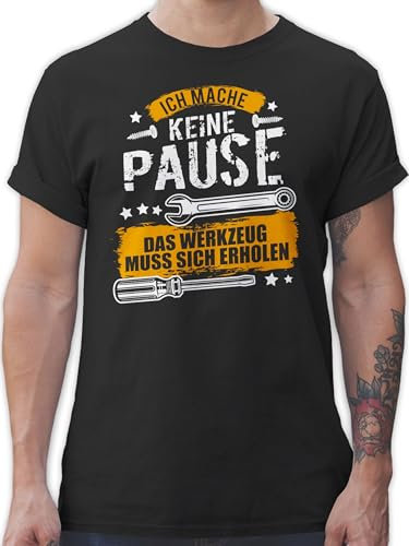 T-Shirt Herren - Geschenke - Ich Mache Keine Pause das Werkzeug muss Sich erholen I Geschenk Handwerker I Maurer I Dachdecker I KFZ Mechaniker I Tischler I Maler - XL - Schwarz