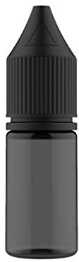 Bottiglie di unicorno in plastica PET Chubby Gorilla V3 da 10 ml per E-Liquid - Bottiglie vuote con contagocce - 20x 10ml (Bottiglia nera trasparente con tappo nero)