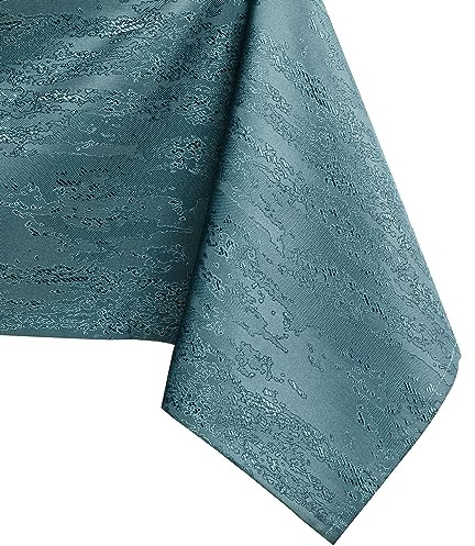 AmeliaHome Tischdecke 140x140 cm Tischtuch Tafeldecke Fleckschutz Vesta | Lotuseffekt Abwaschbar Wasserabweisend Ornament Petrol