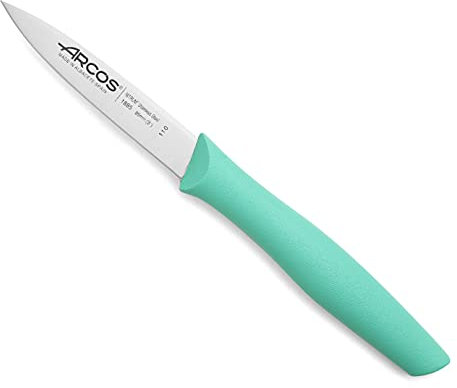 Arcos Serie Nova - Cuchillo Mondador - Hoja de Acero Inoxidable de 85 mm - Mango de Polipropileno Color menta