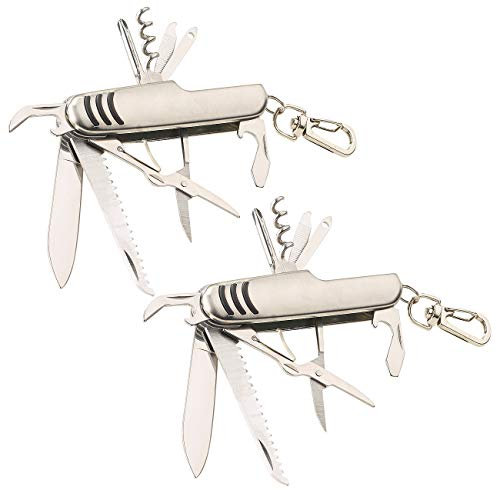 PEARL Camping-Messer: 2er-Set 11in1-Multifunktions-Taschenmesser aus Edelstahl (Campingmesser multifunktional, Taschenwerkzeug)