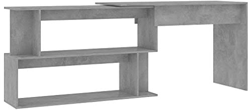 vidaXL Bureau d'angle Gris béton 200x50x76 cm Aggloméré