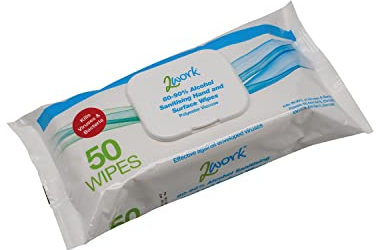 2Work Antibacterial Alcohol Hand Wipes Unfragranced (Pack of 50) 2W03485