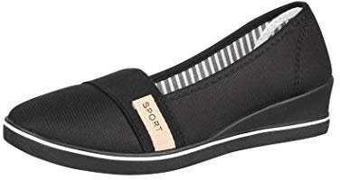 Elara Damen Ballerina Pumps mit Keilabsatz Chunkyrayan 483 Black-41