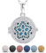 INFUSEU Collier Huile Essentielle Diffuseur, Cuivre Plaqué Argent Fleurs De Datura Pendentif Avec 7 Pierres De Lave ColoréEs RéUtilisables ChaîNe
