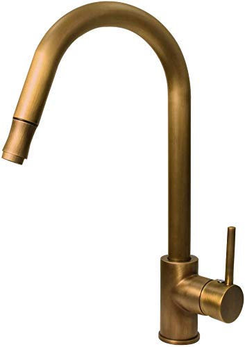 Liebe Aquatics Niederdruck Retro Single Spülbecken Wasserhahn versenkbare Messing antik, Kupfer