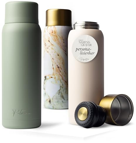 MAMEIDO Thermoskanne personalisiert 1l mit Becher, auslaufsichere Isolierkanne mit Namen, personalisertes Geschenk mit individueller Namensgravur (personalisiert, 1.000ml)