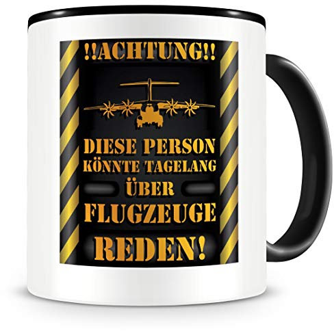 Samunshi® Flugzeug Tasse mit Spruch Geschenk für Flugzeug Fans Männer Kaffeetasse groß Lustige Tassen zum Geburtstag schwarz 300ml
