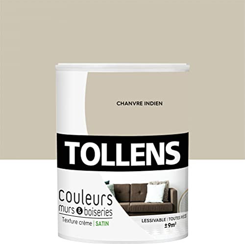 Tollens - Peinture Couleurs - Murs et Boiseries - Toutes pièces - Ultra résistante - Satin - Chanvre - 0,75L = 9m2