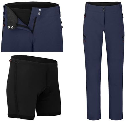 Bergson Vina | Damen Radhose (mit gepolsterter Innenhose) - Inklusive herausnehmbarer Rad-Innenhose (gepolstert), Robust & elastisch, Wasserabweisend (PFC-frei), Schnelltrocknend, Comfort-Bund, 5 Tas