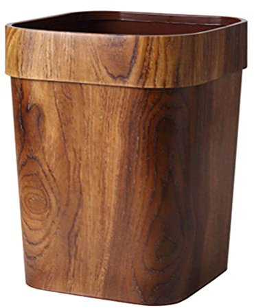 Angoily Cubo de Basura Vintage Cubo de Basura de Plástico Rústico Contenedor de Basura Casa de Campo Siimulación Decorativa Cubo de Basura de Madera para La Oficina en Casa