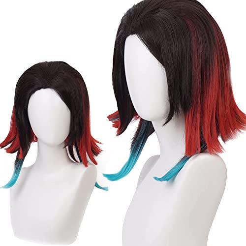 maysuwell Cosplay-Perücken Schwarz braun blau Kurzhaar-Perücke für Männer und Frauen für Halloween, Karneval, Kostümparty mit Perückenhaube