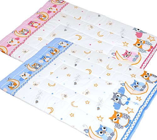 Spielmatte Spieldecke Krabbeldecke - Eule - Kinder Baby Decke, 100% Baumwolle (Rosa)