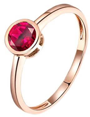 Daesar Eheringe Rotgold 750, Verlobungsring DamenSolitär mit 0.6ct Rund Rubin Trauringe Nickelfrei Größe 66 (21.0)