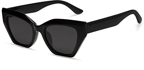 SOJOS Occhiali da Sole da Donna Polarizzati Grandi Occhio di Gatto Vintage Trendy Shades Quadrati Sunnies Gafas de Sole SJ2235 con Nero