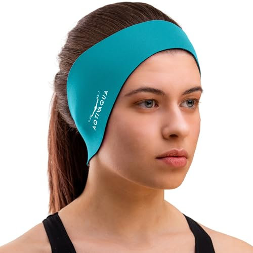 AqtivAqua Schwimm-Stirnband - Schwimm-Ohrenschutz - Schwimm Ear Band für Kinder & Erwachsene, Damen und Herren, Kleinkinder - Haar-Schutz - hält die Ohrstöpsel im Ohr (Grün, X-Large)