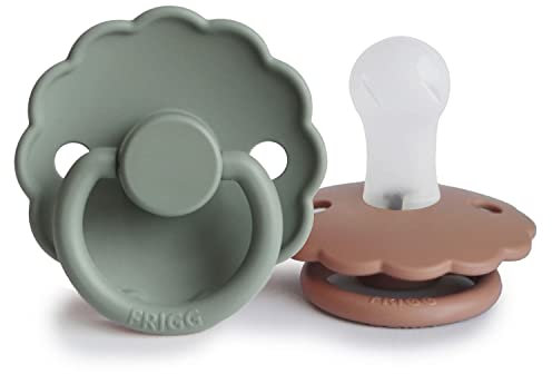 FRIGG Daisy Silikon Schnuller | Schnuller 2 Packung | Symmetrischer Sauger in Kirschform | BPA-frei | Hergestellt in Dänemark | Silikon Schnuller | (Lily Pad/Rose Gold, Größe 1 (0-6 Monate))