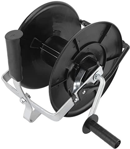 Electric Fence Wire Reel, Portable Geared Reel Empty Hand Crank Cord Roller Holder with Winding Handle for Retract and Release Rope or Belt(Black-MLD 005)