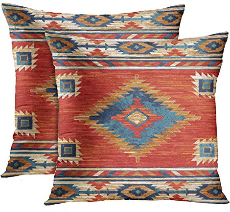 Britimes Dekokissenbezüge, Aztekenkelim, Heimdekoration, 50,8 x 50,8 cm, Set mit 2 Kissenbezügen, abstraktes Ölgemälde, Kissenbezüge für Schlafzimmer, Wohnzimmer, geometrisches Stammesdekor