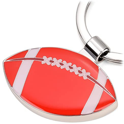Troika Schlüsselanhänger mit Football-Anhänger aus Metall in der Farbe Silber-Rot, KR22-10/CH