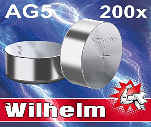 200 AG5 Wilhelm Knopfzellen Knopfbatterien Uhrenbatterien LR754, LR48, 193, 393 1,5V