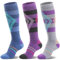Welwoos Merino Wollsocken Skisocken Warme Thermosocken Dicke Thermo Wintersocken für Damen Herren Winter Geschenke Ski Socken 3 Paare(Blau/Lila/Grau,L)