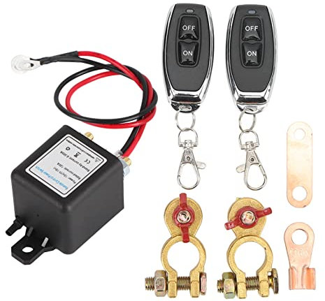 Luqeeg DC12V Ferngesteuerter Batterietrennschalter, Automatischer EIN Aus Schalter mit Fernsteuerung für Auto Boot Schiff LKW, Haupt Batterietrennschalter mit 2 Batterieklemmen, Kupferklemme(#1)
