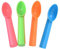 Paquete de 4 cucharas de helado de plástico antiadherentes anticongelantes para frutas, sandía, yogur, bola de melón, cuchara de sorbete (naranja, verde, azul, rosa)