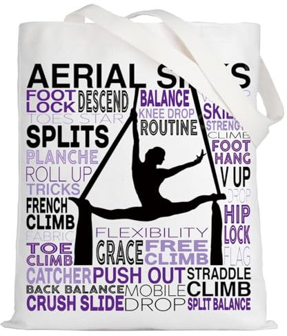 LEVLO Aerial Silks - Bolsa de lona para bailarina, regalo de seda aérea, bolsa de hombro para mujer, Aerial Silks Tote, Medium