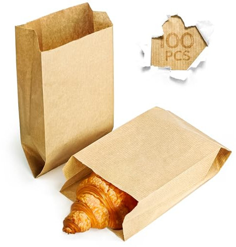 Majillux 100 Kraftpapiertüten 12 x 20 x 6 cm, Braune Geschenktüten, Kleine Papiertüten, Lebensmittelqualität Kraftpapierumschläge - Nachhaltig und Recyclebar