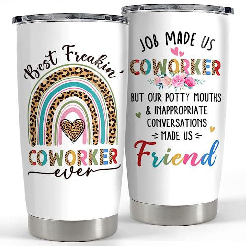 SANDJEST Vaso de compañero de trabajo de 20 onzas, vaso de acero inoxidable aislado para café, taza de viaje, regalo de despedida para compañeros de trabajo, mujeres, mejores amigas, jefes, amigas