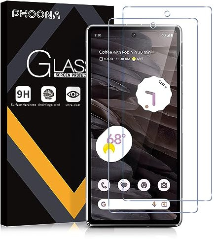 Phoona Verre Trempé pour Google Pixel 7a, Lot de 2 Vitre Film Protection écran Compatible avec Google 7a 5G, Dureté 9H Vitre, Ultra Clair, Anti-Rayures, Facile à Installer(6,1 pouces)